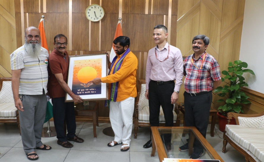 Release of poster for promotion of hindi diwas by MOS